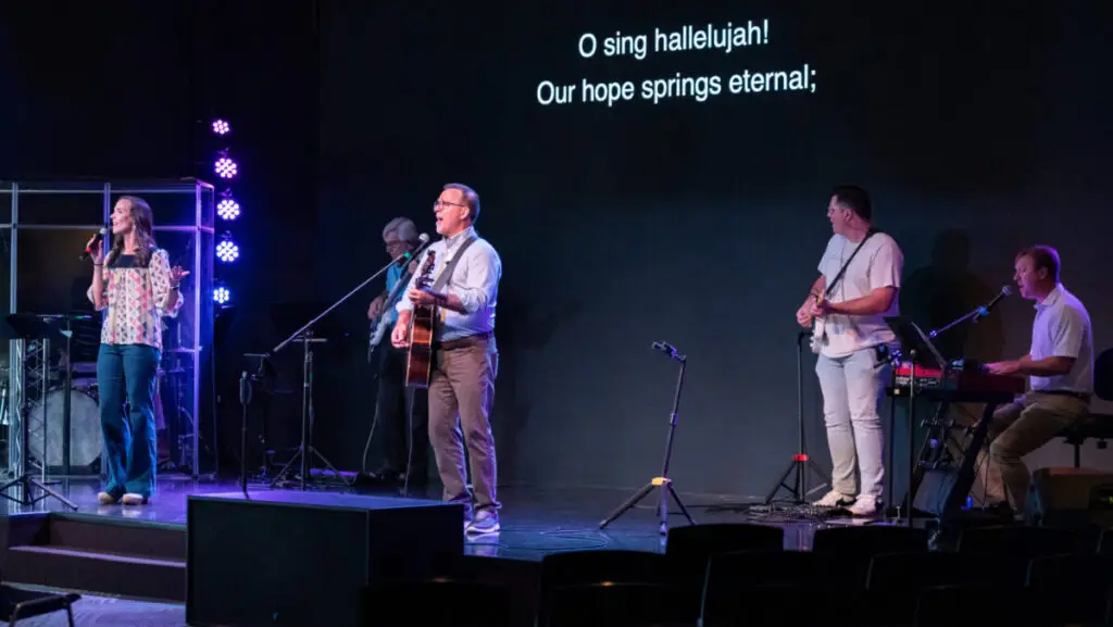 Praise band musicians lead worship at LIFT! Conference